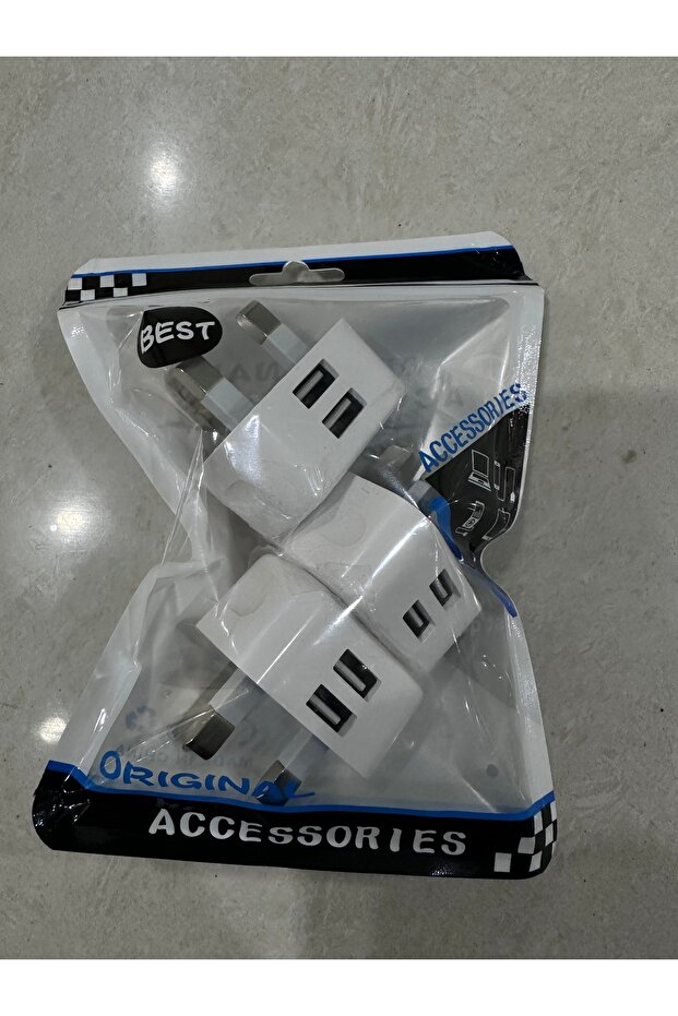 شاحن حائط عالمي بمنفذين USB، 3 قطع، قابس بريطاني، شحن سريع 5 فولت 2.1 أمبير، محول طاقة ثلاثي الأقطاب
