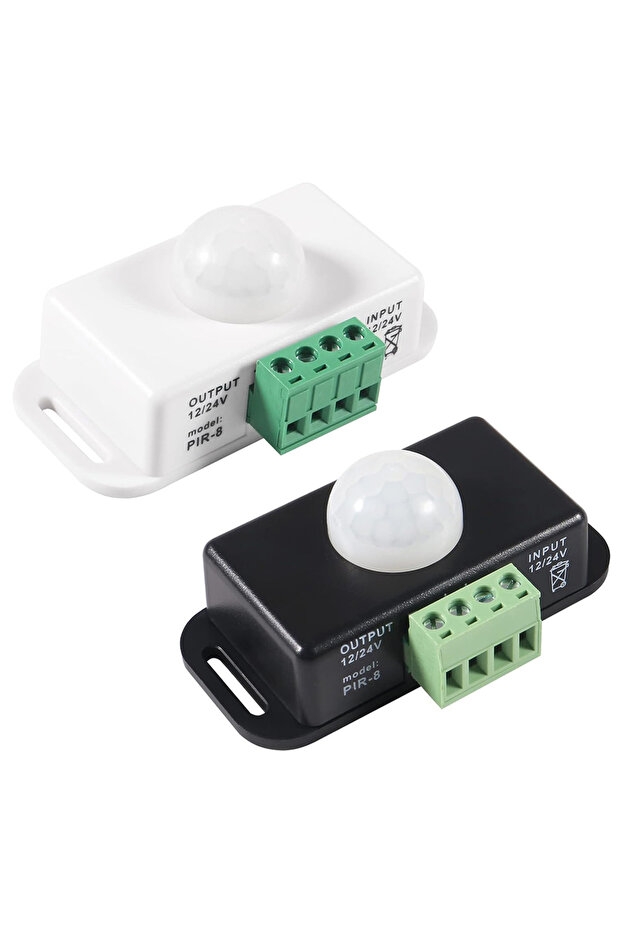 مفتاح مستشعر الحركة PIR أسود DC 12V-24V 8A مستشعر حركة قابل للتعديل تلقائيًا مستشعر حركة بالأشعة تحت الحمراء - 1