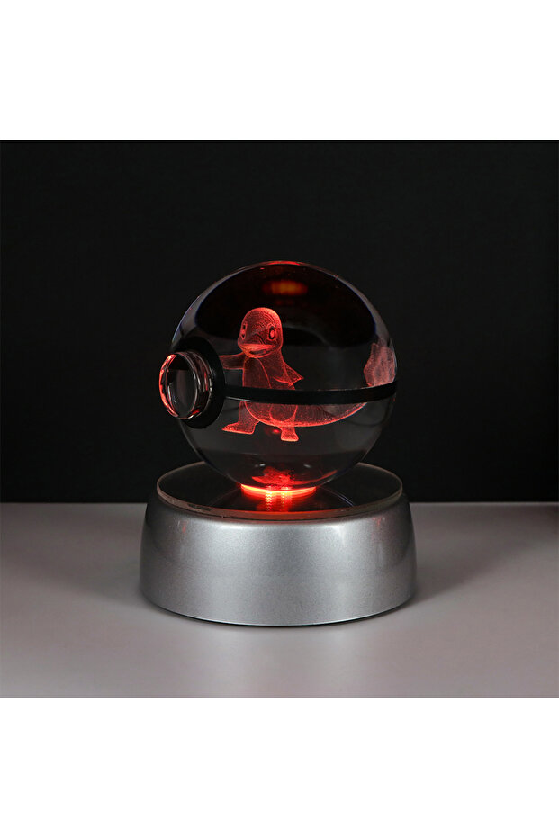 S Charmander Pokemon 3D Crystal Ball Pikachu Figure Pokeball Engraving Crystal Charizard Model with