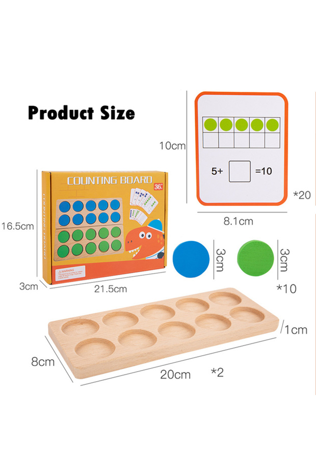 BZS00268 Wooden Ten-Frame Math Toys Preschool Math Manipulative Number Sense Counters Kids Montessor