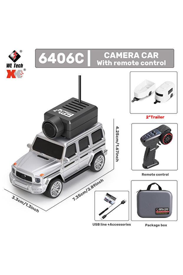 6406 PRO Gray WLtoys 1/64 Mini RC Car with 720P FPV Camera Wifi APP Control 2.4G Reomte Contorl Raci