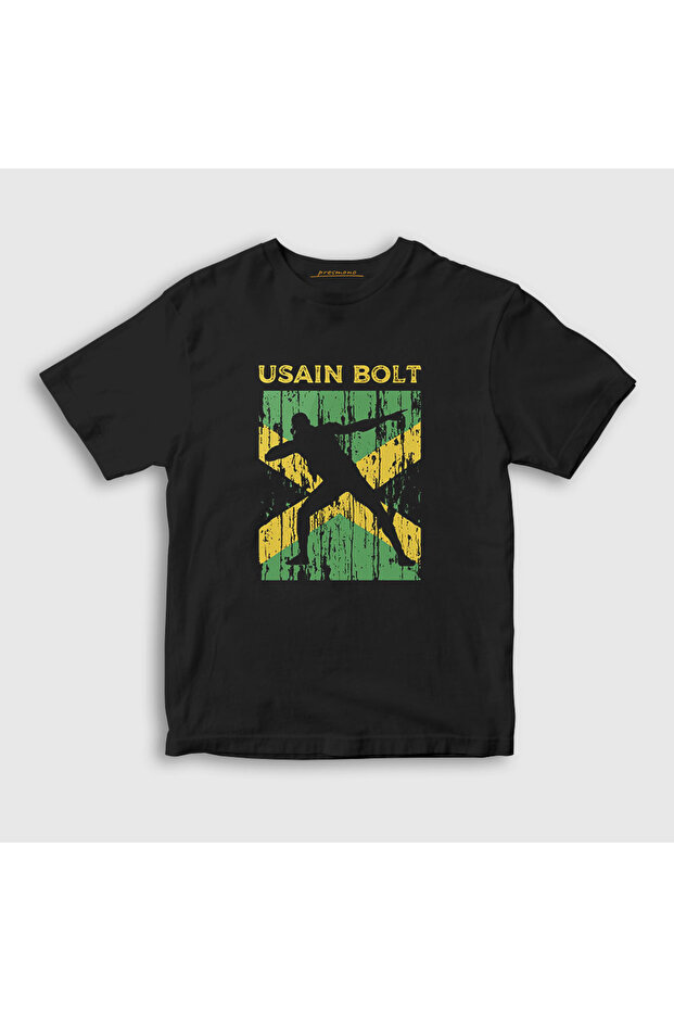 Unisex Kids Black Runner Gift Usain Bolt T-Shirt 589138Tt