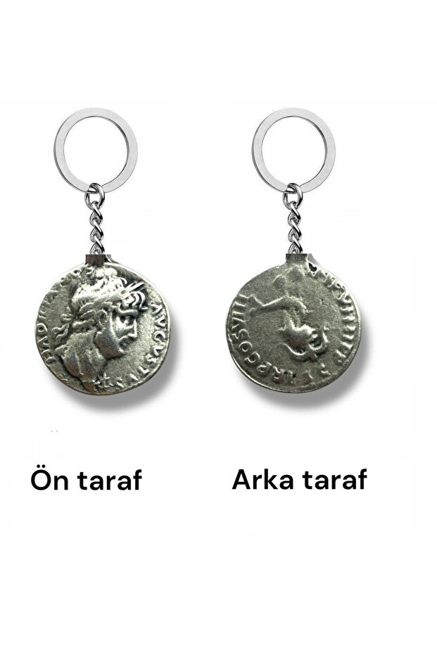 Aelius Caesar Figured Roman Coin Keychain – Double Sided – 1 Piece – Metal Unisex Accessory