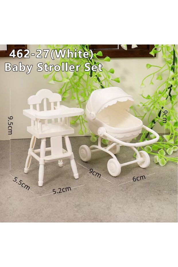 462-27 White 1:12 Dollhouse Miniature Cradle Crib Surround Bed Piano Table Set Furniture Kitchen Mod