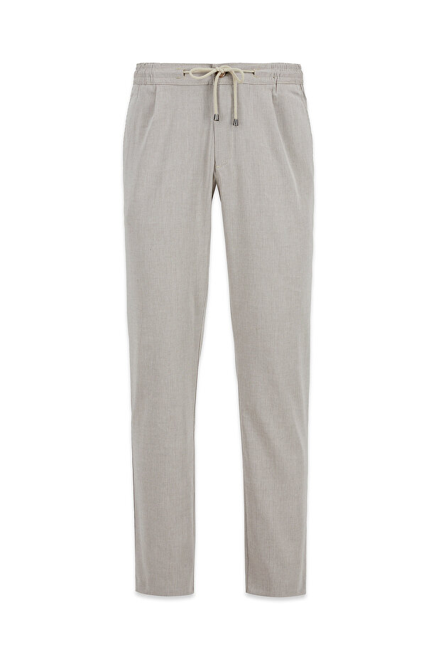 Regular Straight Fit Elastic Waist Drawstring Pleated Lycra Jogger Pants