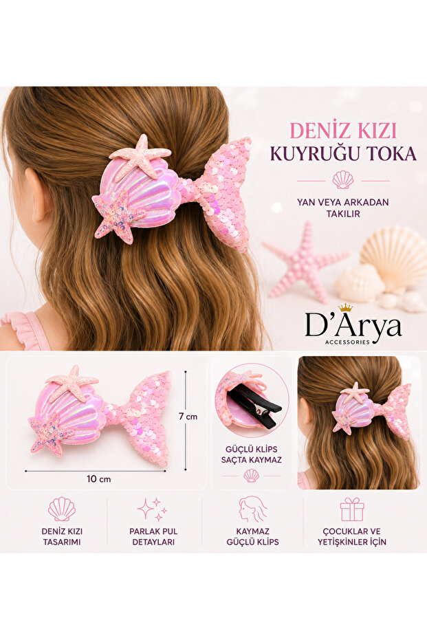 D’Arya Pink Seashell Pastel Shimmering Swirl Mermaid Tail Girls' Hair Clip Dd67
