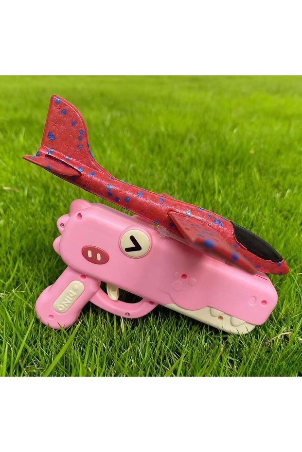 pink Dumb Dinosaur Ejection Foam Aircraft Toy One Click Launch Three Colors of Indoor and Outdoor .