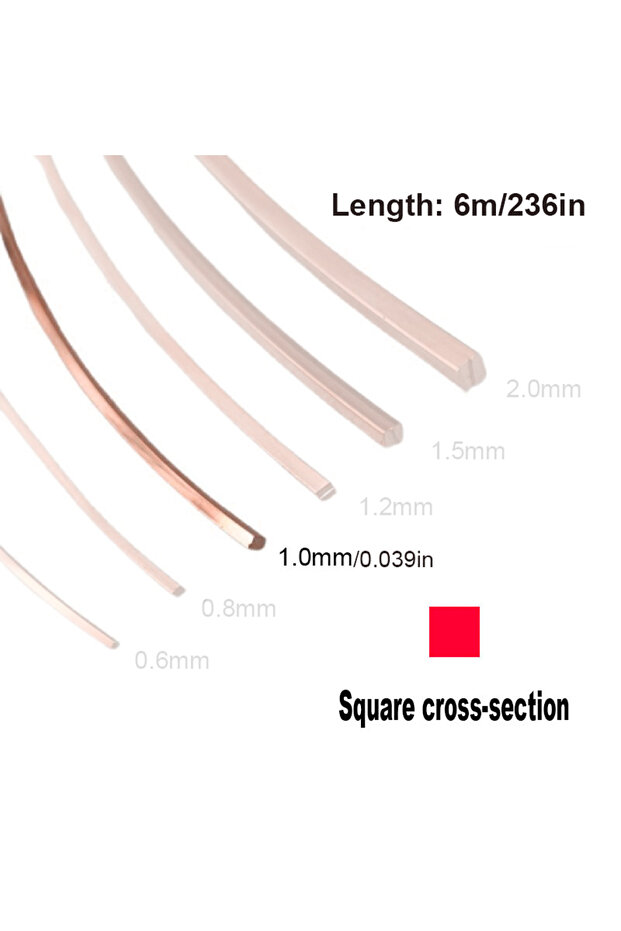 1.0mm x 6M 0.6mm 0.8mm 1mm Coppers Square Wire Environmental Protection Coppers Tinsel Coppers Flat