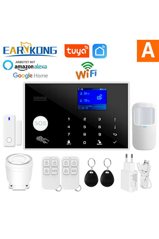 EU Plug Option A Wifi GSM Alarm System Home Wireless Security Burglar Alarm Kit Door Open Motion Sen