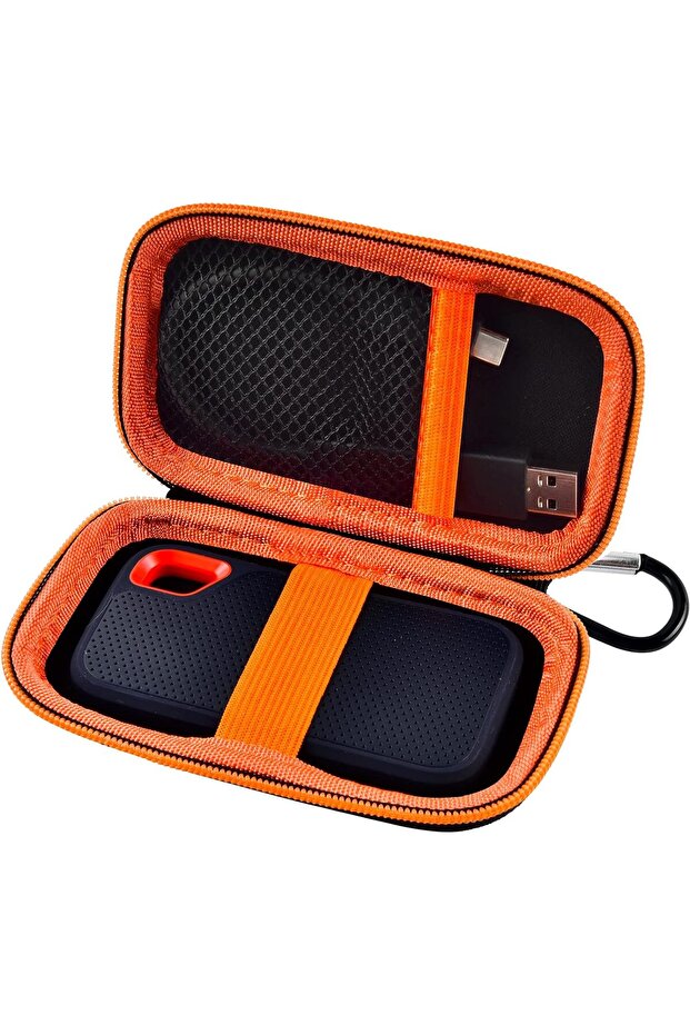 حافظة SSD برتقالية اللون لـ SanDisk Extreme Portable SSD و Extreme PRO، حقيبة تخزين واقية صلبة مع غطاء واقي.