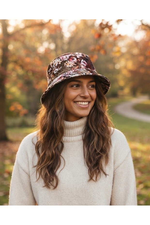 Unisex Safari Hat Patterned Fo 7065 Brown - Sun Protection, Wide Brim, Durable, and Lightweight Outdoor Bucket Hat