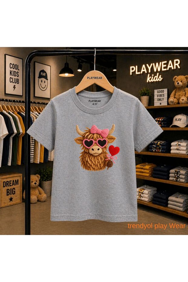 Knitted Horn Heart Glasses Printed 100% Children's Unisex T-Shirt 5 6 -7 8-9 10 -11 12 Years Old