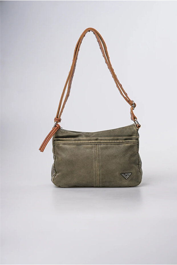 Women's Crossbody Bag Daily Stylish Use Lightweight Multi-Compartment Modern Design Green-Camel 18083
