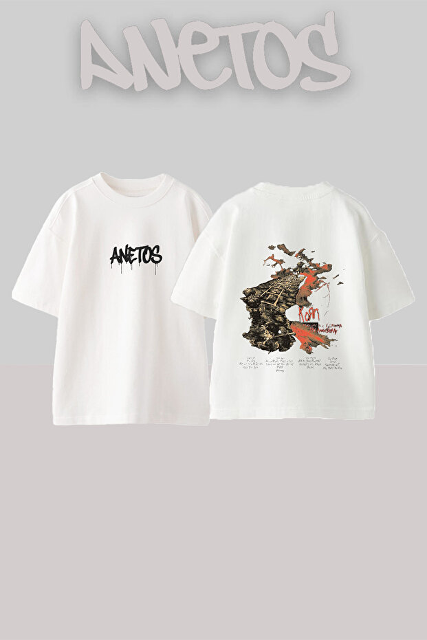 Korn Album Design Back Printed Cotton White Oversize T-Shirt