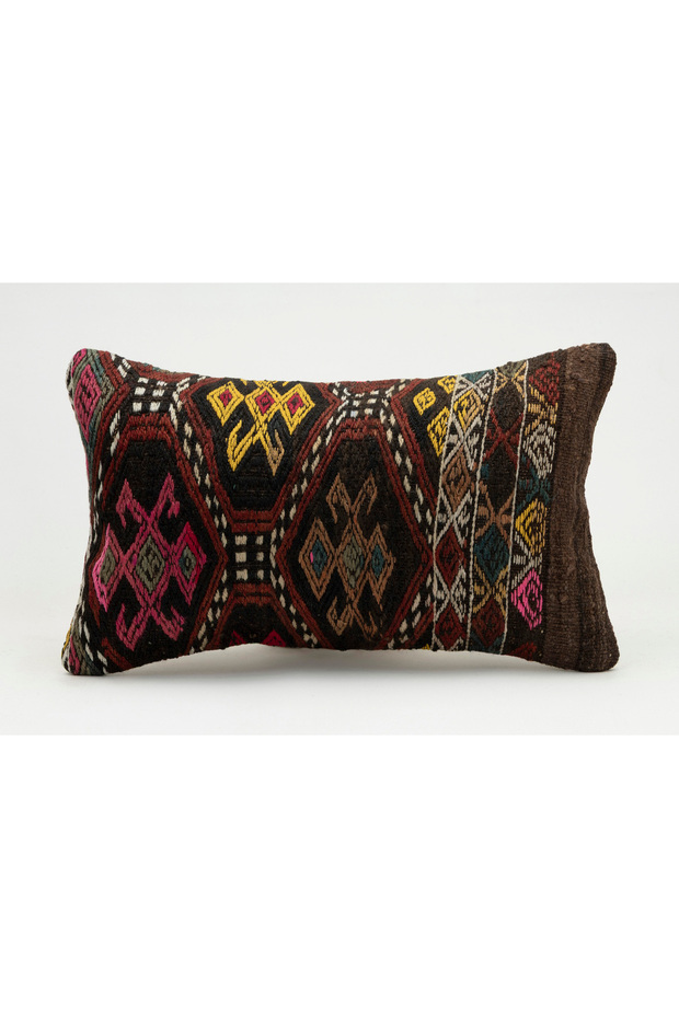 Handmade Vintage Throw Pillow Cover Made from Old Kilim, Wool, 30X50 cm