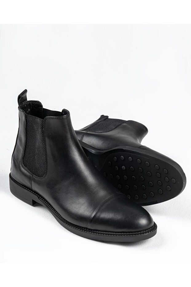 Italian Style Internal and External Natural Leather Men's Shoes Black T12973