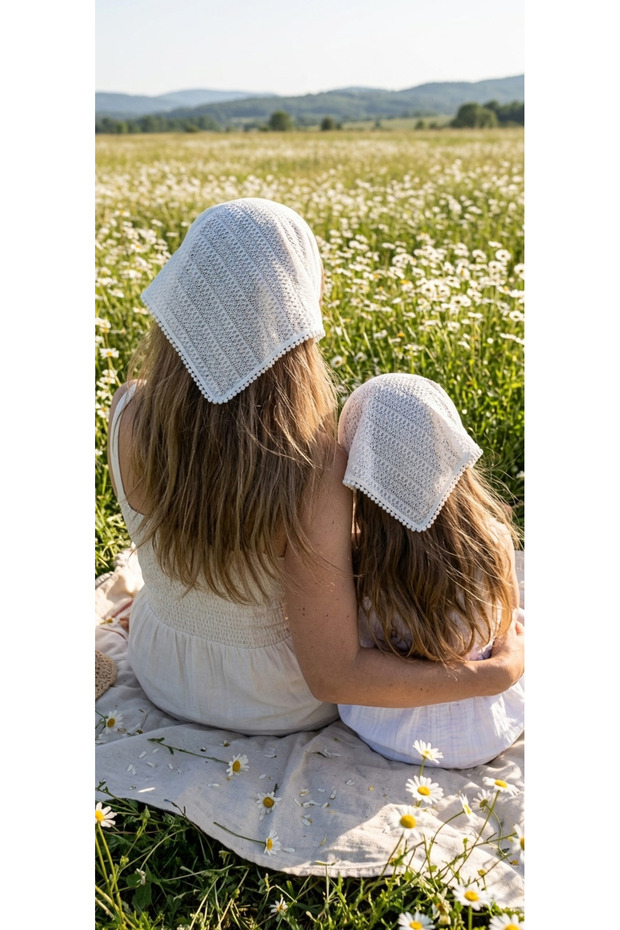 Triangle Tied Knitwear Ecru Bandana