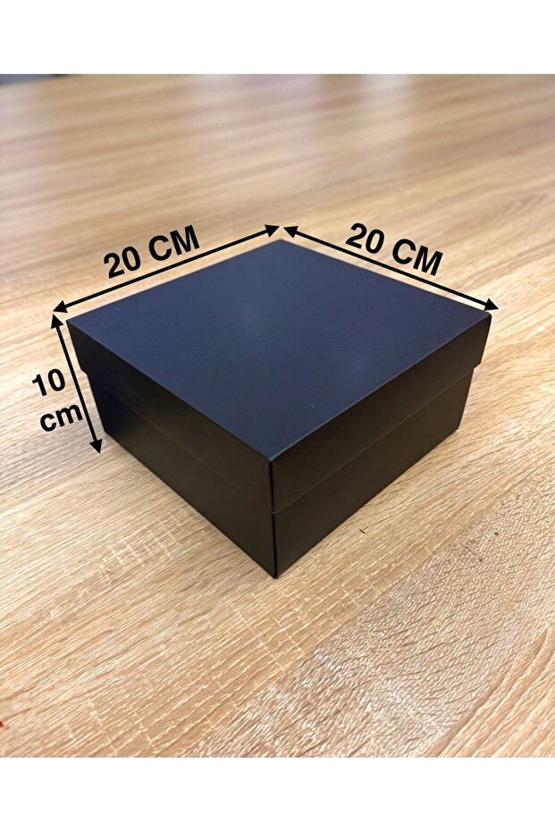 e Erta Şık ve Dayanıklı Hediye Kutusu, Lüks Siyah Kare Hediye Kutusu, (20x20x10 cm) Sert Mukavva Kapaklı Hediyelik Eşya Kutusu