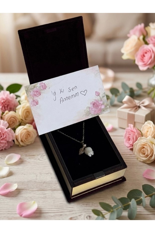 Steel Pink Rose Figured Gold Necklace