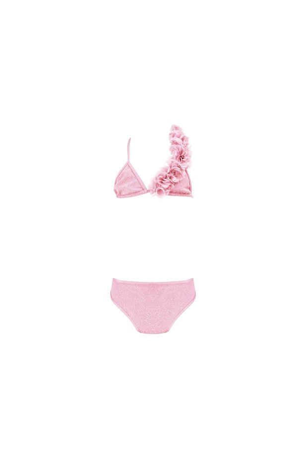 Lola Pink Kids Bikini with Chiffon Flowers Details