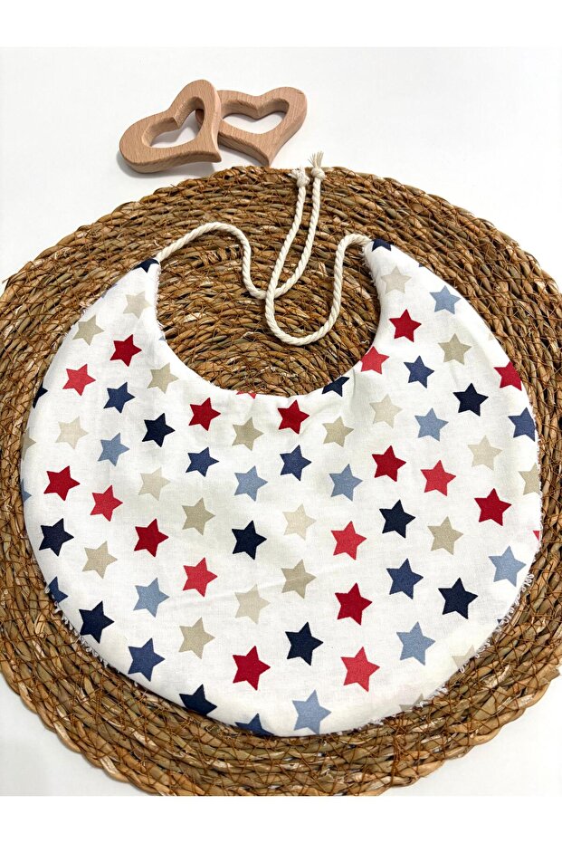 Baby Bib, Star Patterned, 100% Cotton Towel and Poplin Fabric