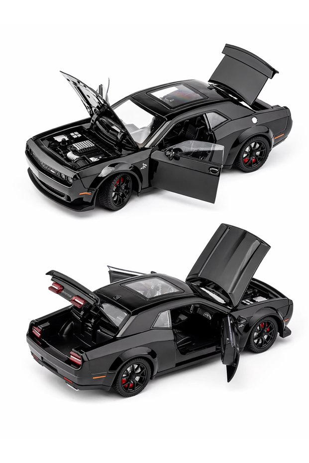 Dodge Challenger 1:24 Scale Diecast Metal Model Car with Sound and Lights Doors Open