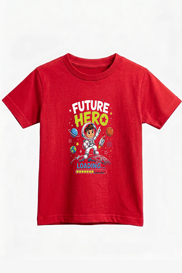 Children's Astronaut Printed Crew Neck Short Sleeve T-Shirt