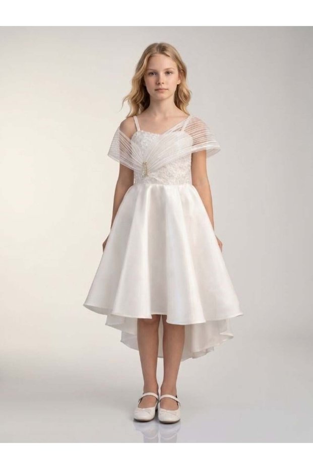 Girl's Asymmetrical Cut Stylish Evening Dress