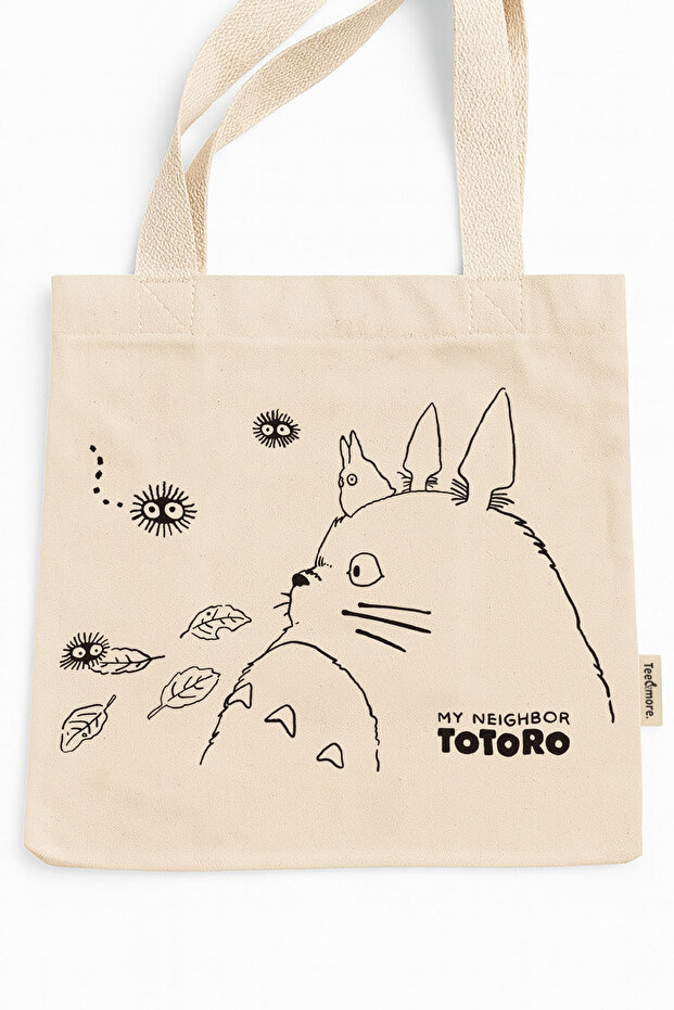 Miyazaki My Neighbor Totoro Printed Canvas Tote Bag with Velcro and Inner Pocket