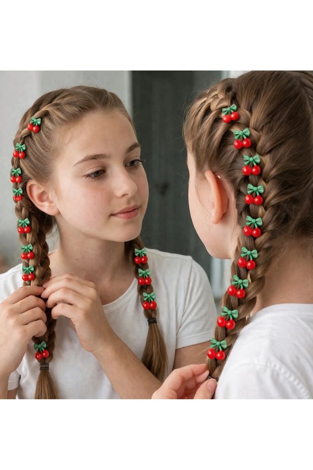 Girl's Hair Charm-Cherry (Price Is for 10 Pieces)