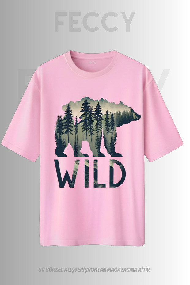 Premium Wild Bear Printed Hunter Theme Unisex Oversize Women's T-Shirt Men's T-Shirt Cotton Oversize T-Shirt