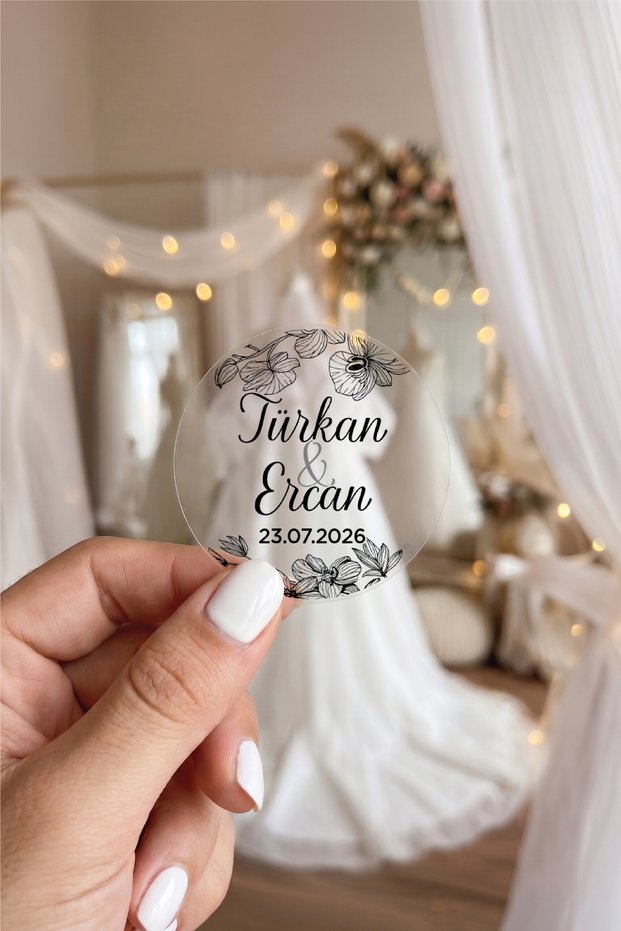 100 Pieces of Transparent Wedding, Engagement, Henna, Promise, Circumcision, Gift Package Labels - Model 5