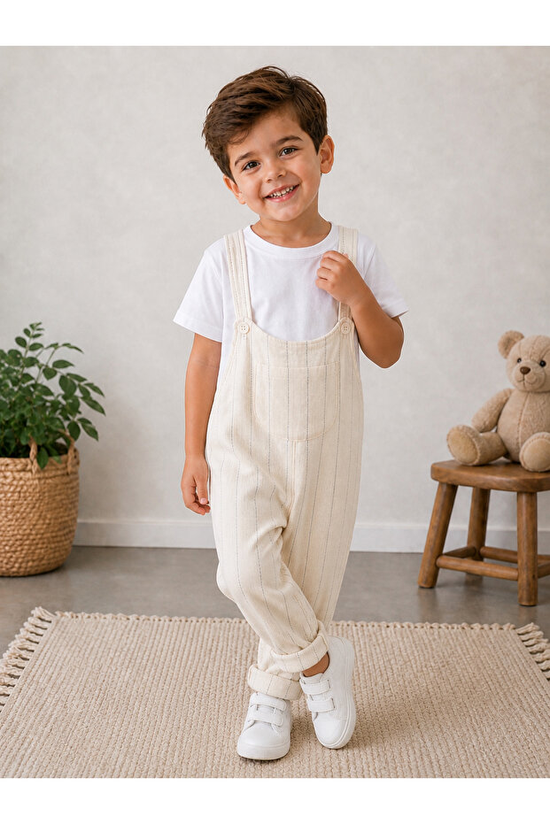 Boy's Summer Festive Striped Salopet