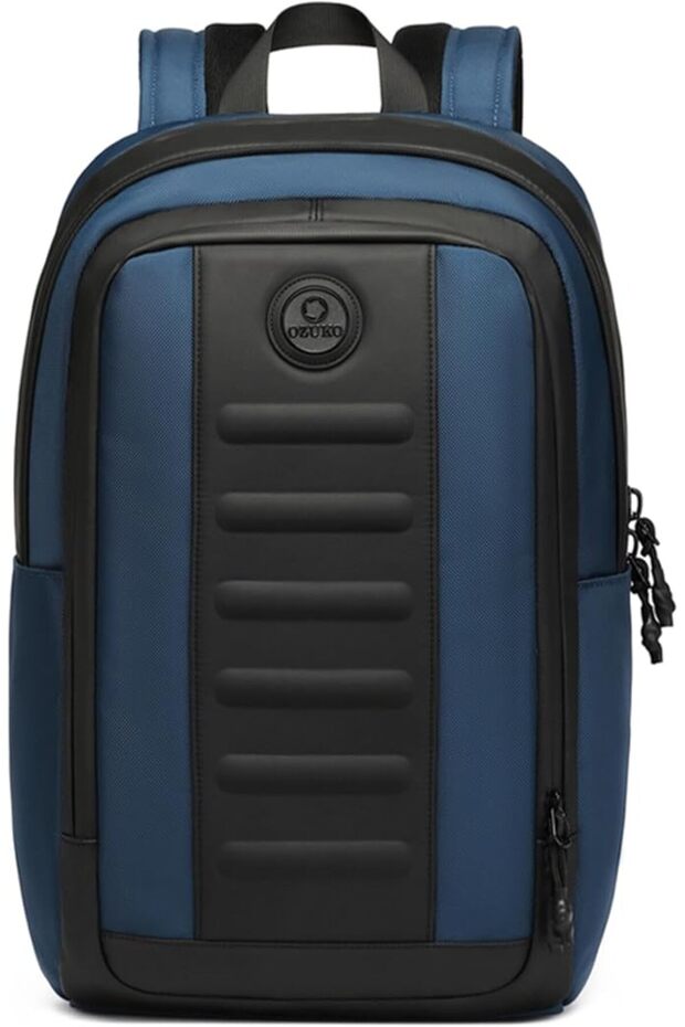 9695 Men’s Laptop Backpack 15.6 Inch Grey, Water-Resistant Anti-Theft Business Travel Bag, 23L Oxford Fabric, Black