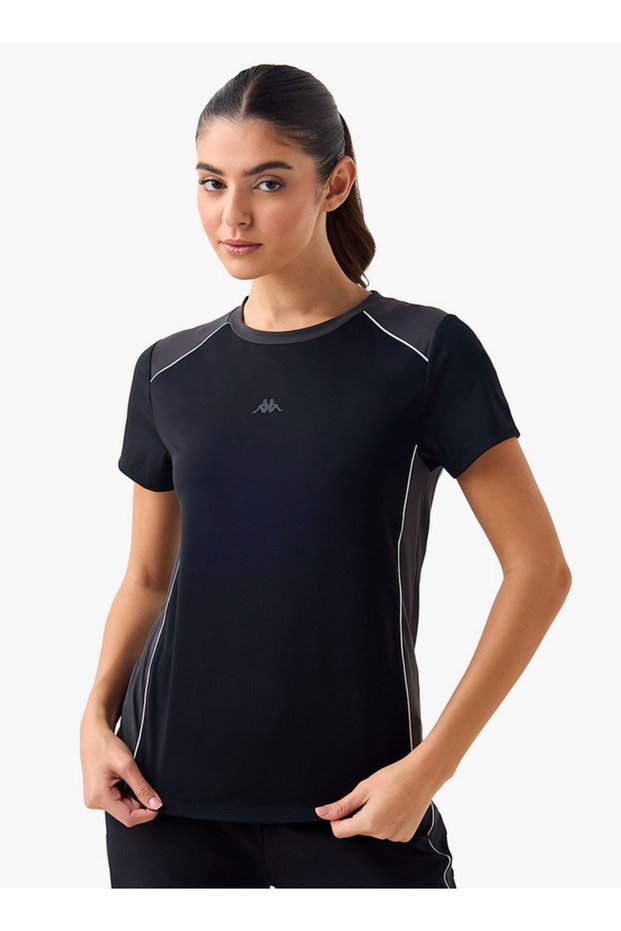 Women Cut and Sew Piping Accent T-shirt