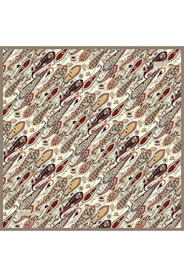 Sura Silk Scarf Mink Ethnic Pattern 2545 - 08