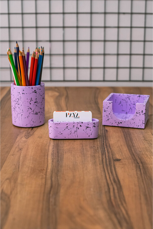 CONCRETE OFFICE SET PEN HOLDER NOTEBOOK HOLDER BUSINESS CARD HOLDER