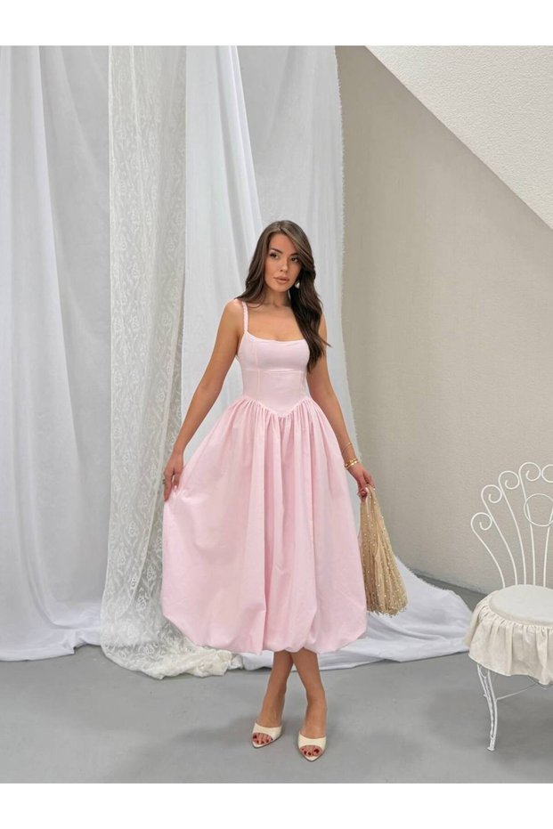 Premium Strappy Midi Dress Elegant Cut High Quality Stylish Design Women's Dress