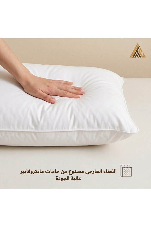 وسادة بيضاء على طراز الفنادق - 60×40 سم - قماش خارجي من الألياف الدقيقة وحشو من الألياف الدقيقة - فائقة النعومة - 3