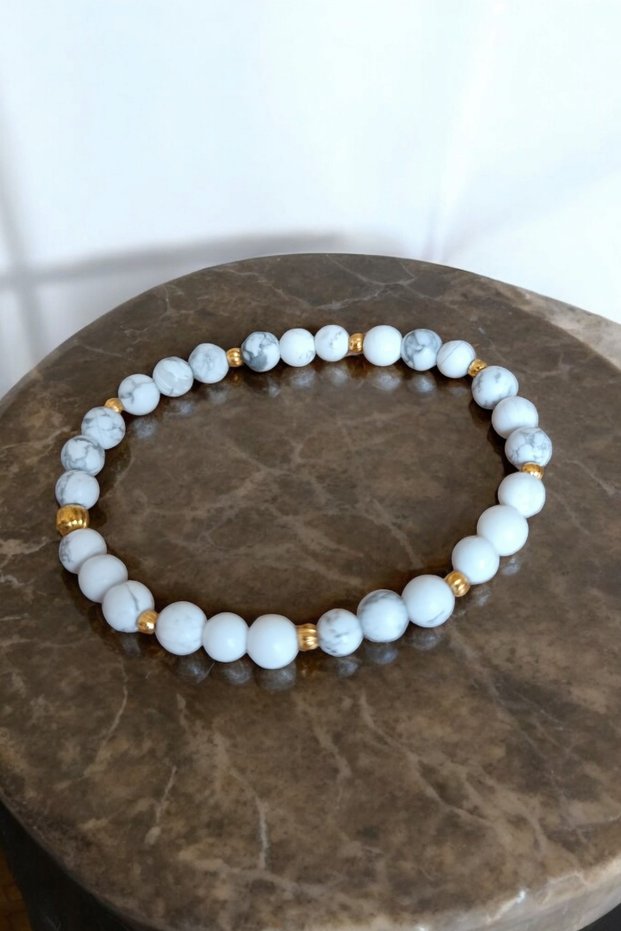 Howlite Stone Bracelet 6mm Howlite Stone Dorica Bracelet Men's Bracelet Women's Bracelet Natural Stone Bracelet