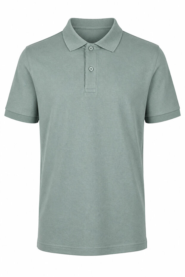 2127 Plain Pique Green Men's Polo Neck T-Shirt 26Yl71L58019