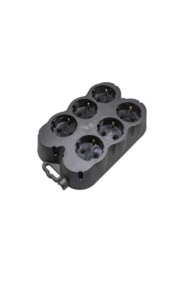 6-way extension cap, rubber (shuko) - 1