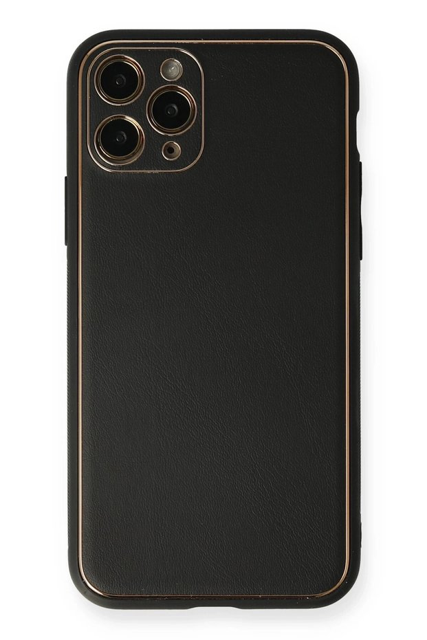 Ilkeshop New iPhone 11 Pro Max Case Coco Leather Silicone Cover (172924) - Black