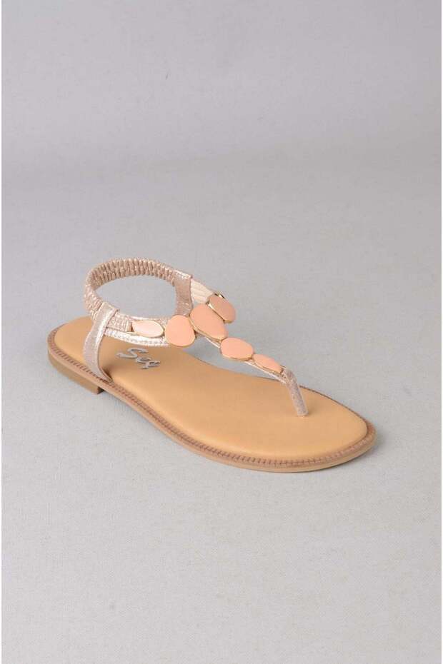 Seç 120 Stone-Embellished Flip Flops Genuine Leather Sandals Gold