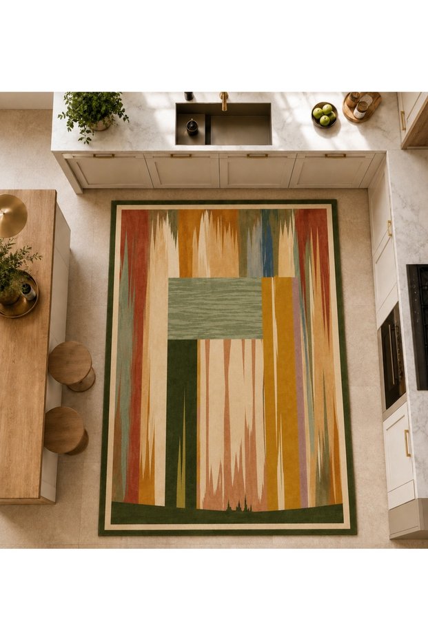 Sdt Geometric Flow Patterned Modern Woven Base Decorative Carpet Sdt1237