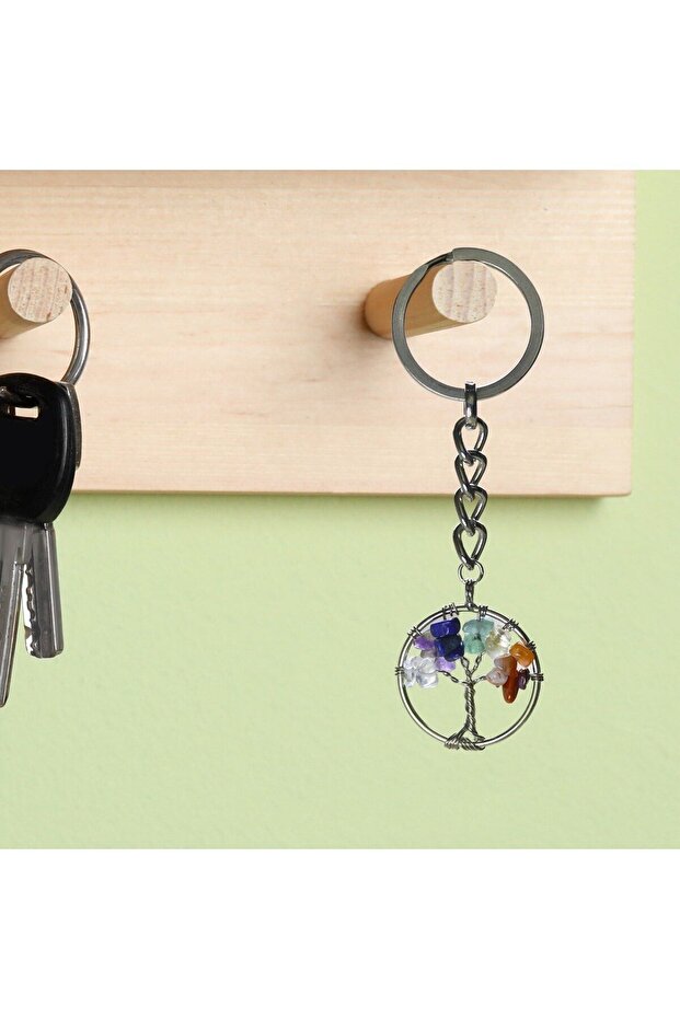 Chakra Stones Natural Stone Keychain| Tree of Life Keychain