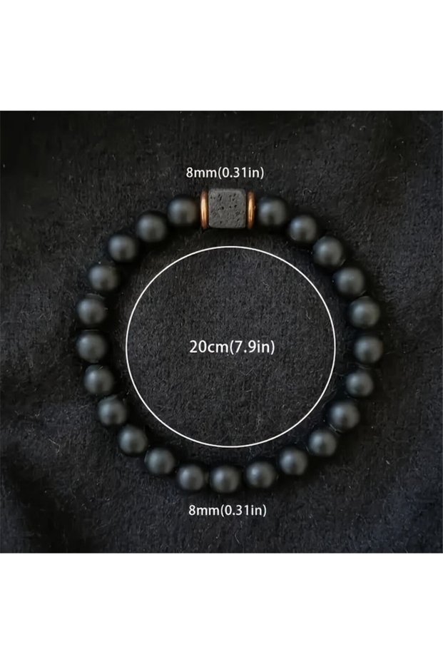 20cm Onyx Men's natural Lava stone bracelet,Black agate jewel bracelet,Emotional and energy balance