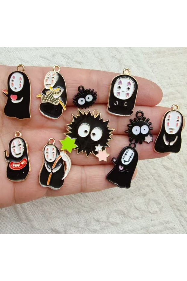 Rhodium Plated 10pcs Alloy Charm Anime Cartoon Character Earring Pendant DIY Keychain Charms Jewelr