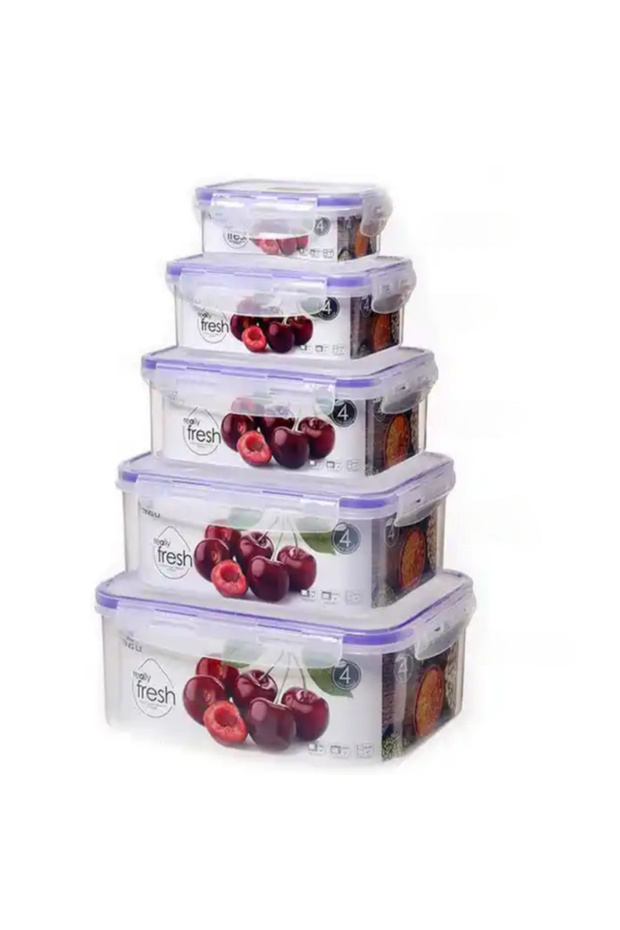 Food Container For Kitchen,Food Storage,Plastic Container,5-Piece Reusable Plastic,Meal Prep Container Set,Stackable Kitchen Organizers,Microwaveable,Freezer-Safe,Dishwasher-Safe , BPA Free