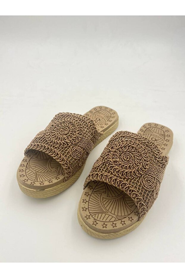 Knitted Embroidered Women's Slippers